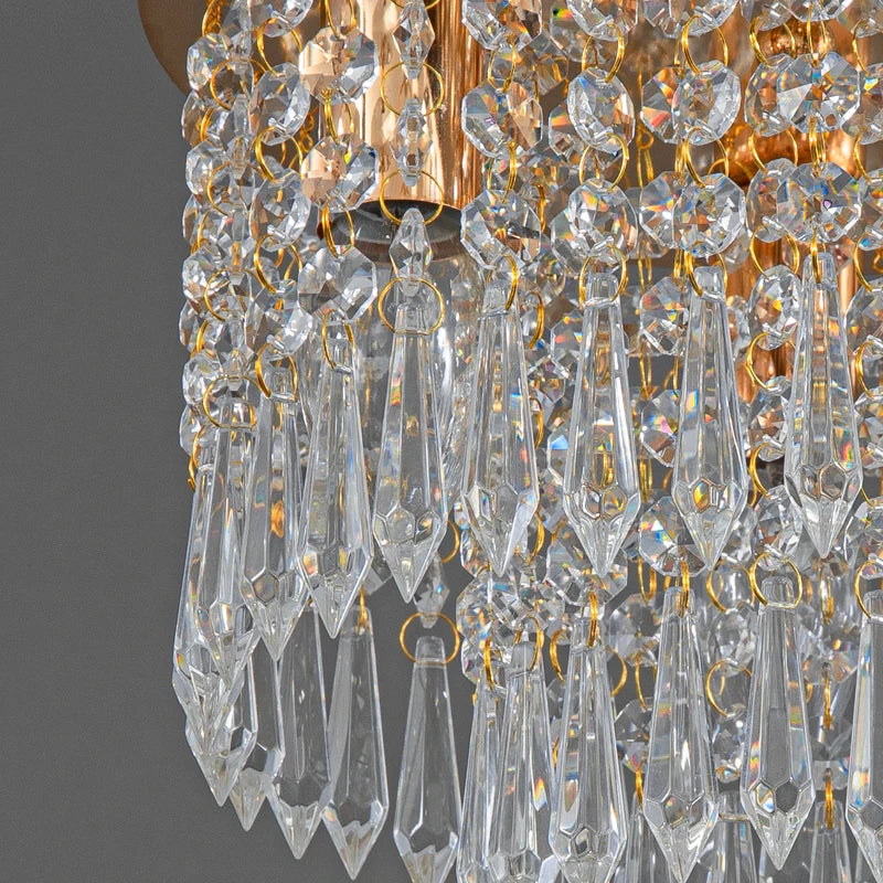 suspension en cristal doré et argenté pour décoration intérieure