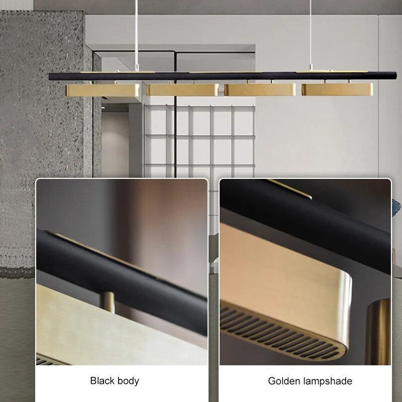 Lustre long de restaurant minimaliste moderne
