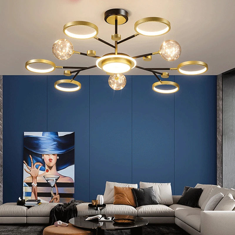 lustre nordique moderne en fer éclairage étoilé décoration créative