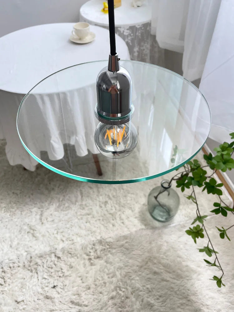 lustre rétro en verre clair suspendu pour décoration café bar