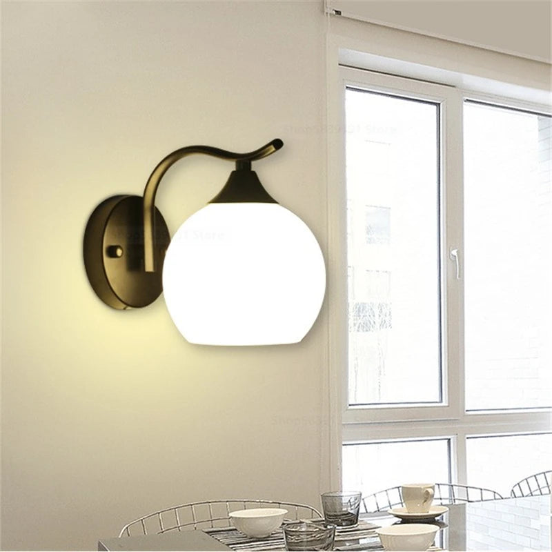 applique murale moderne en verre boule led décorative