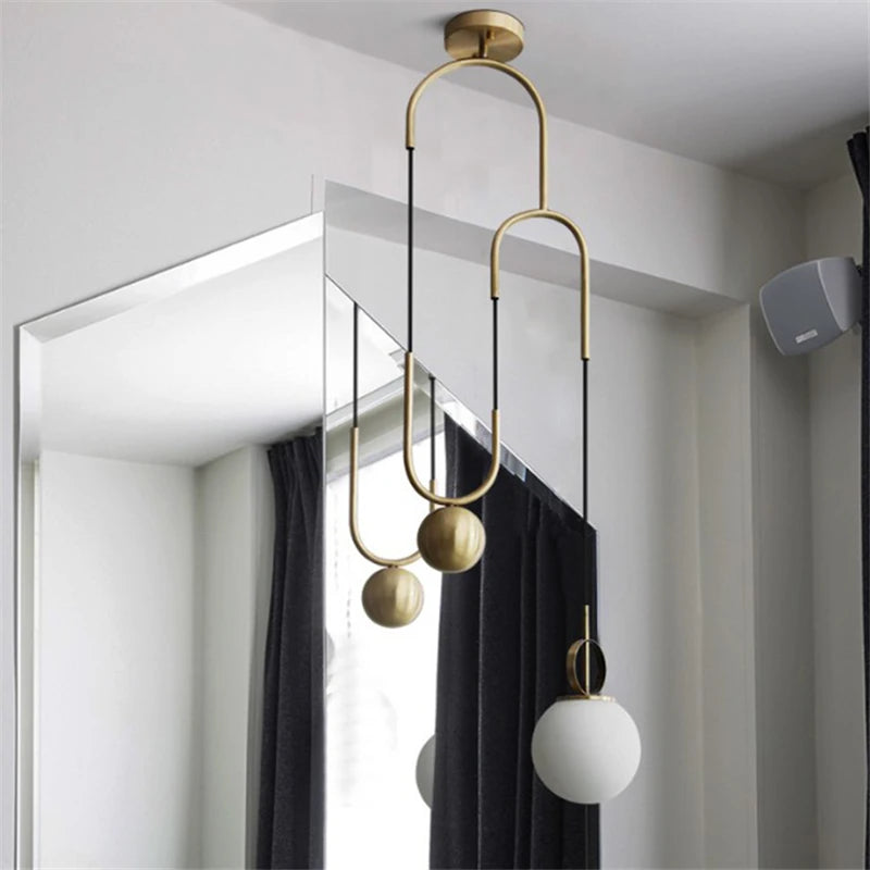 suspension industrielle nordique extensible design boule de verre