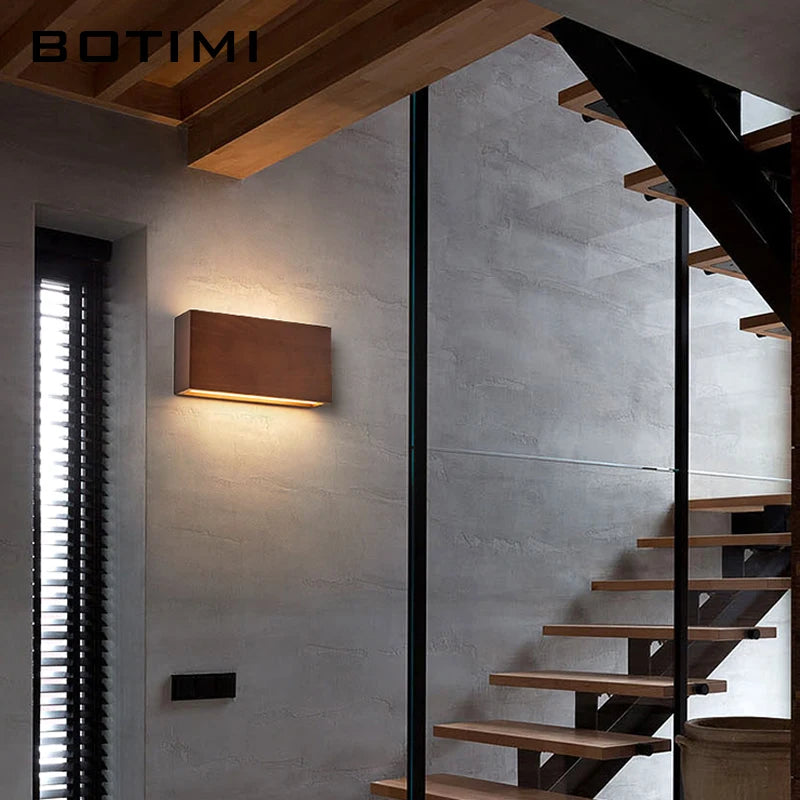 Applique murale LED en bois naturel marron