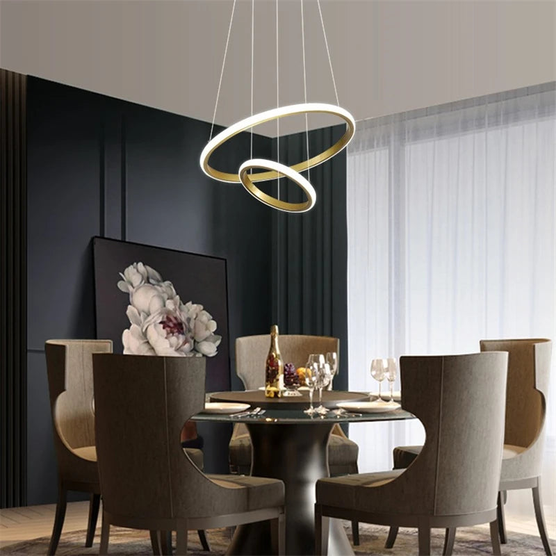 lustre moderne led en acrylique avec anneau lumineux