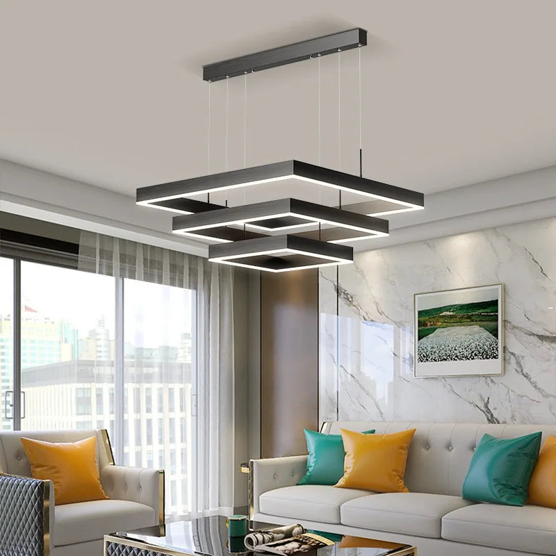 2024Modern Chandelier Square bedroom Chandelier Lighting Hanging Lamp Home Lighting Samsarah Lighting