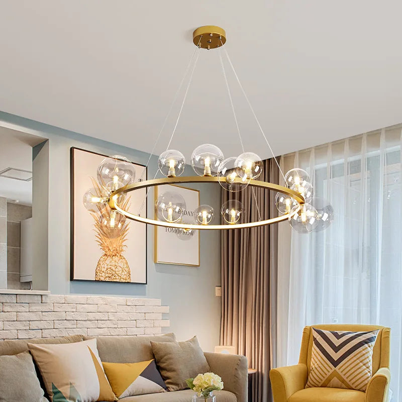 lustre verre moderne noir or argent led