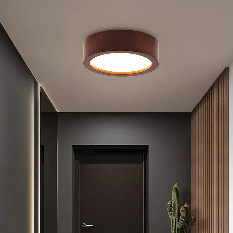 Plafonnier bois naturel moderne rond LED