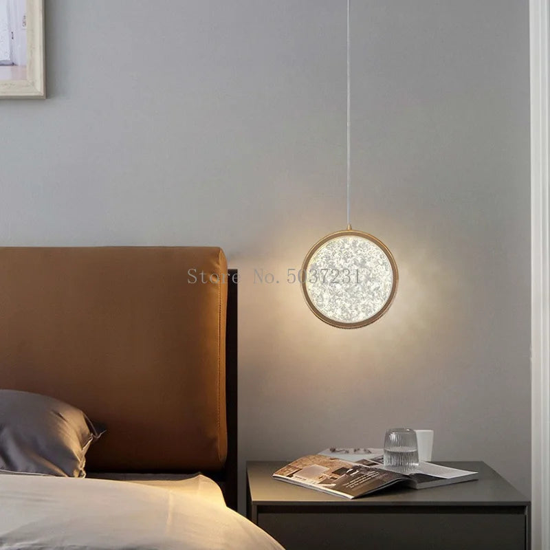 suspension LED en cristal doré au design nordique moderne