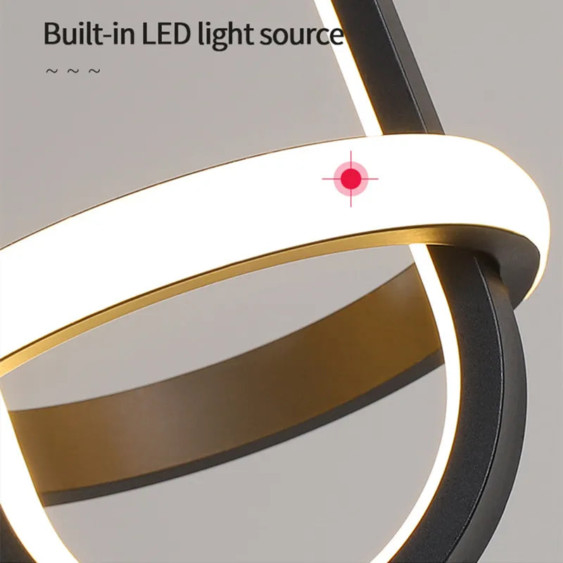 suspension moderne en or led décorative d'intérieur