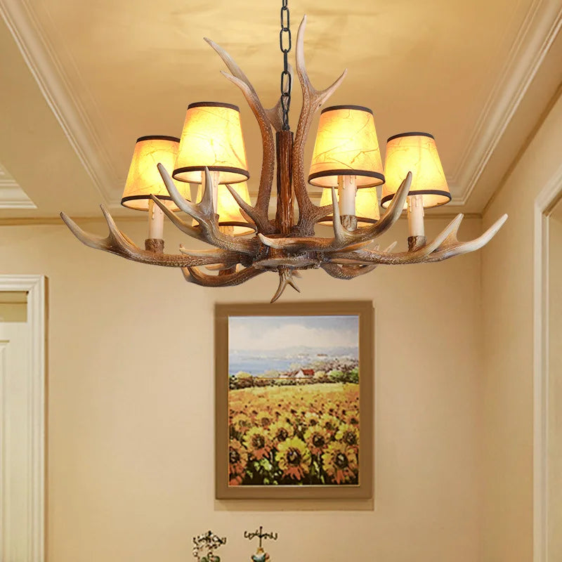 lustre rétro en résine et bois pour restaurant café bar