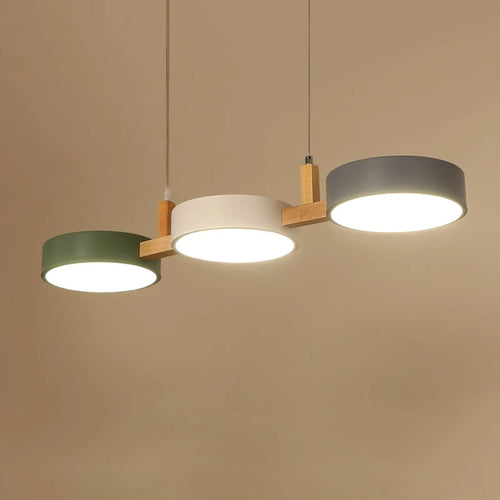 lustre nordique led moderne en bois et métal