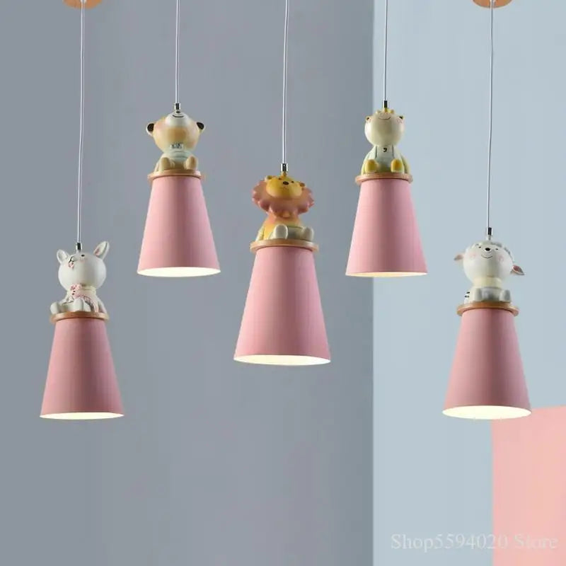lustre créatif dessin animé animal pour chambre d'enfants