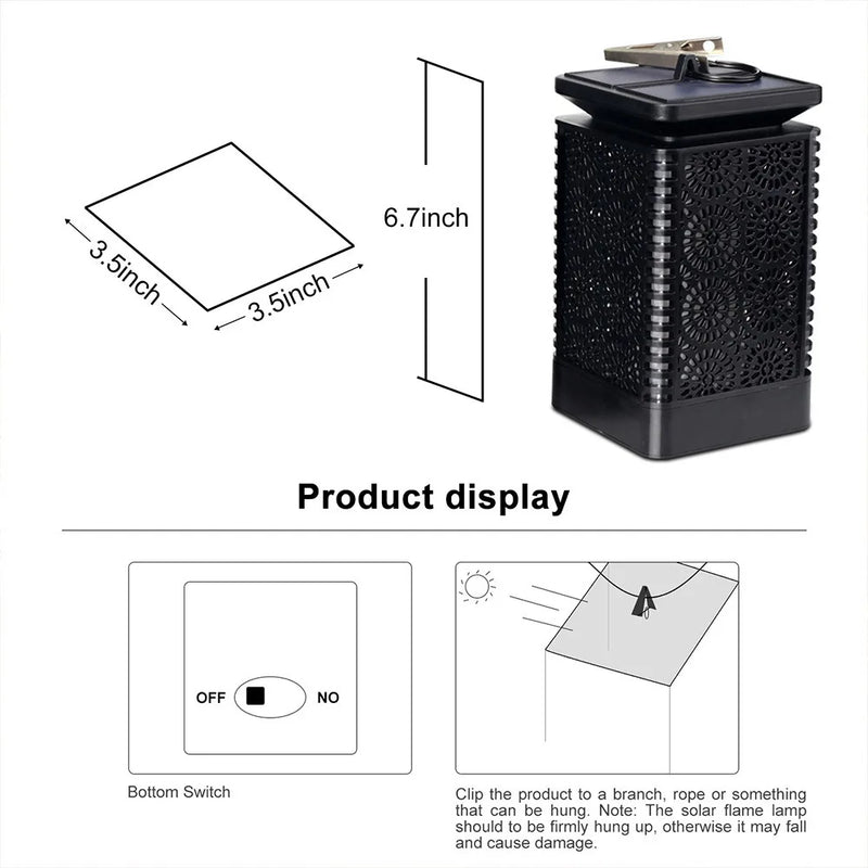 lanterne solaire extérieure à led lumière vacillante décorative