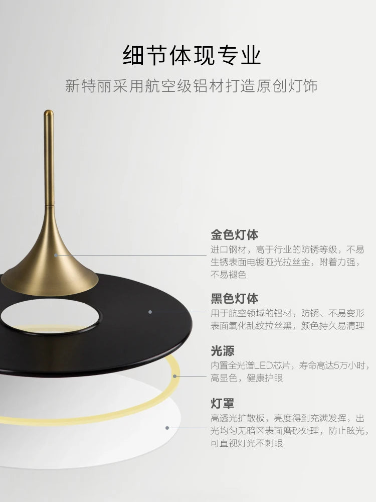 lustre moderne créatif nordique tête unique luxe étude