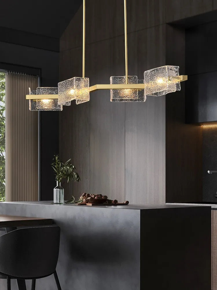 lustre moderne ondulation d'eau zhongdao luxe artistique verre