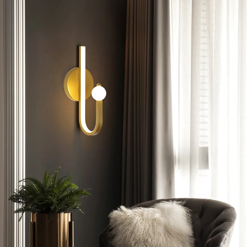 applique murale style nordique en cuivre doré éclairage commercial led tamisée