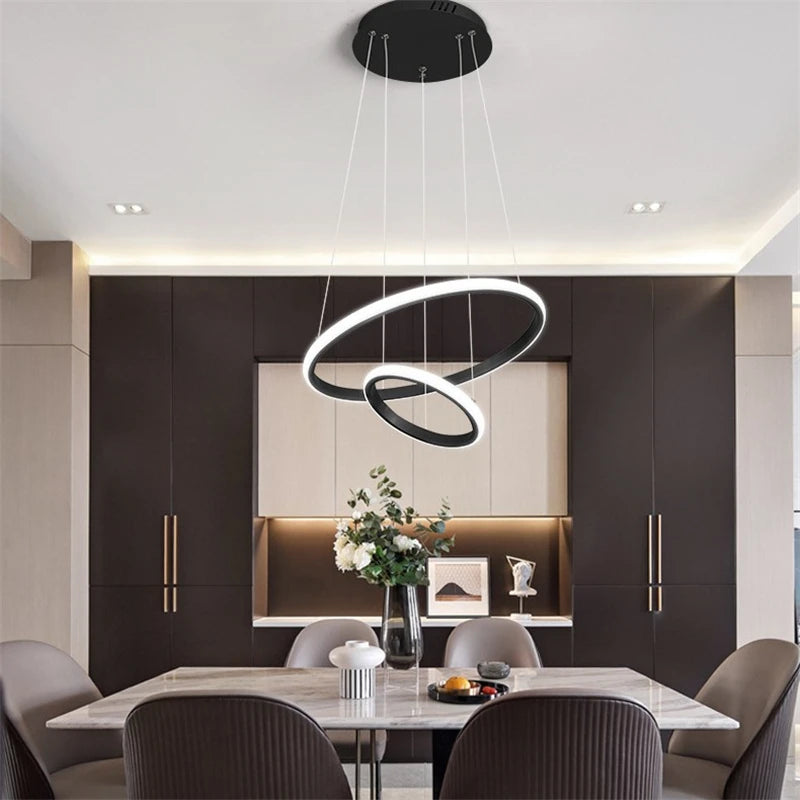 lustre moderne led en acrylique avec anneau lumineux