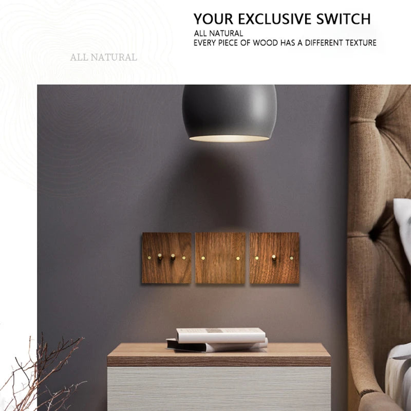 Prise électrique et double USB (Europe) en bois et vis dorées