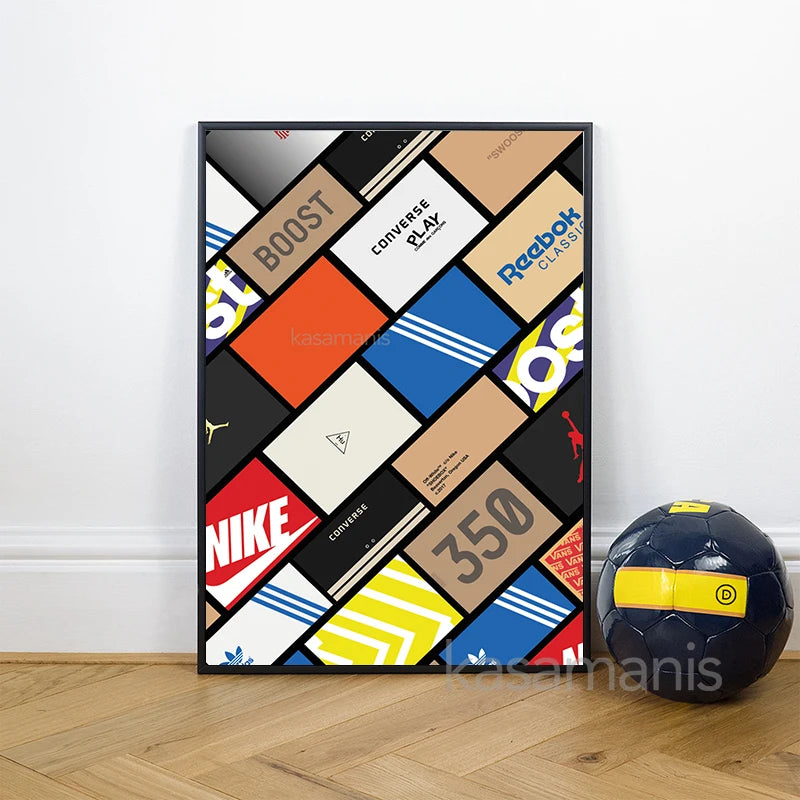 affiche art mural sneaker box moderne pour passionnés de sneakers