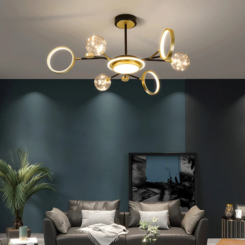 lustre nordique moderne en fer éclairage étoilé décoration créative