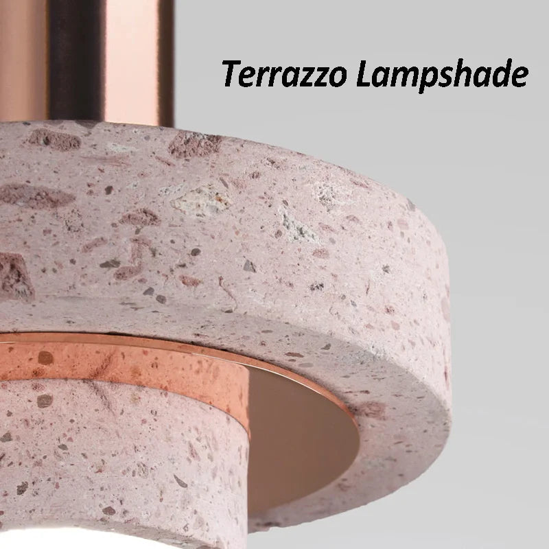 suspension LED circulaire en terrazzo design nordique minimaliste