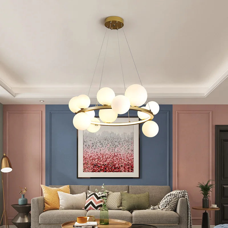 lustre verre moderne noir or argent led