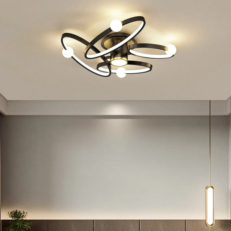 plafonnier led noir anneau maison décor luminaire