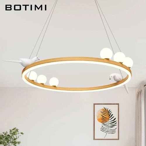 lustre led rond avec oiseaux pour style postmoderne