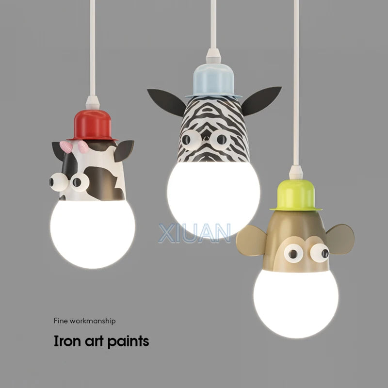 lustre dessin animé animal avec veilleuses nuage pour enfants