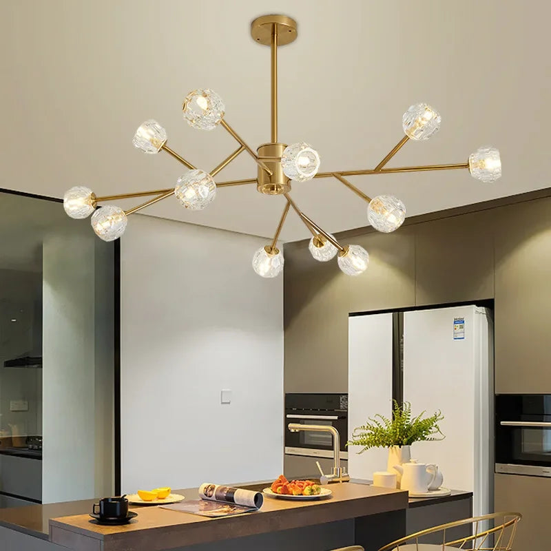 lustre led en cristal design nordique suspendu moderne