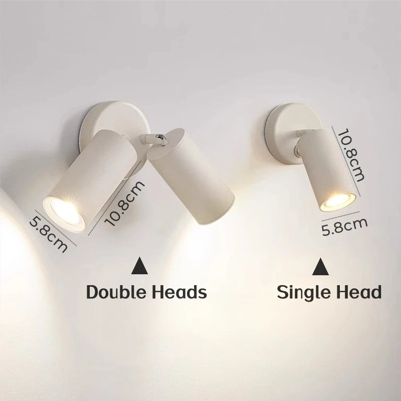 applique murale led nordique double tête rotative pour lecture et étude
