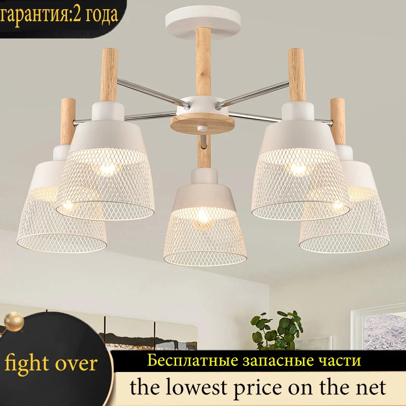 Salon scandinave plafond suspension chambre plafonnier restaurant suspension E27 en bois suspension hôtel