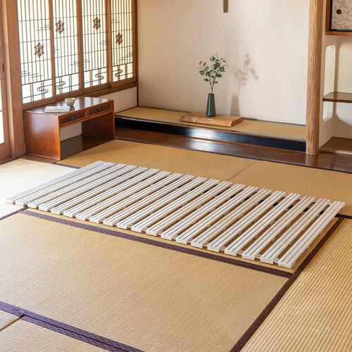 lit à lattes en bois style japonais pour futon et matelas tatami