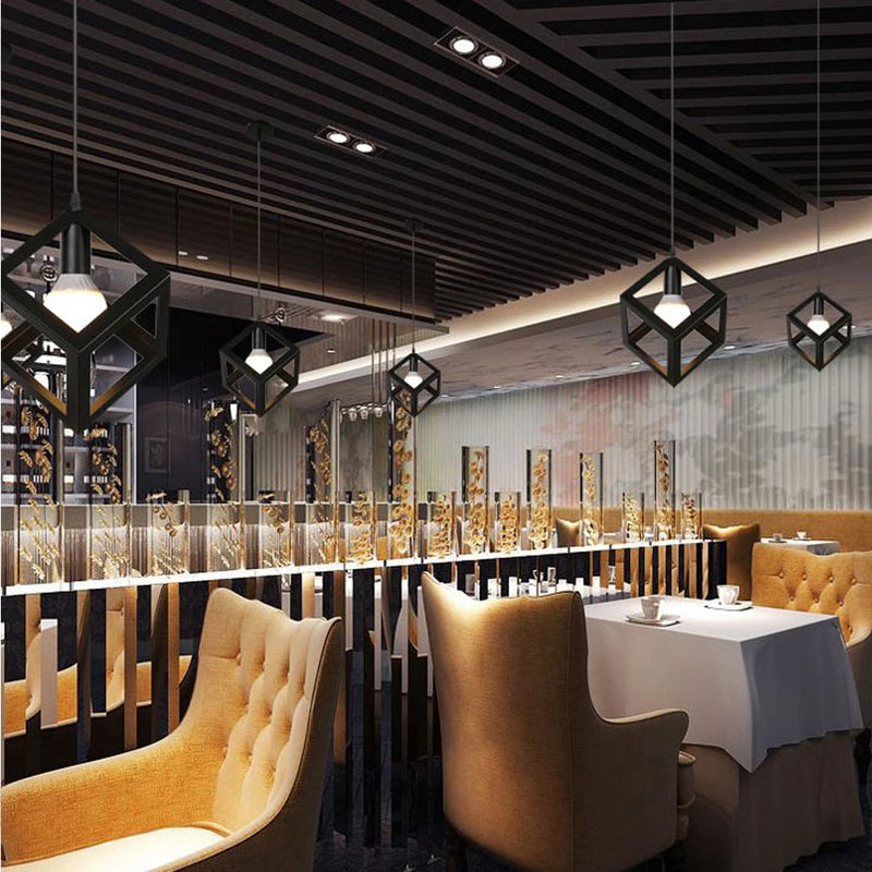 lampe suspendue industrielle rétro en fer pour intérieur