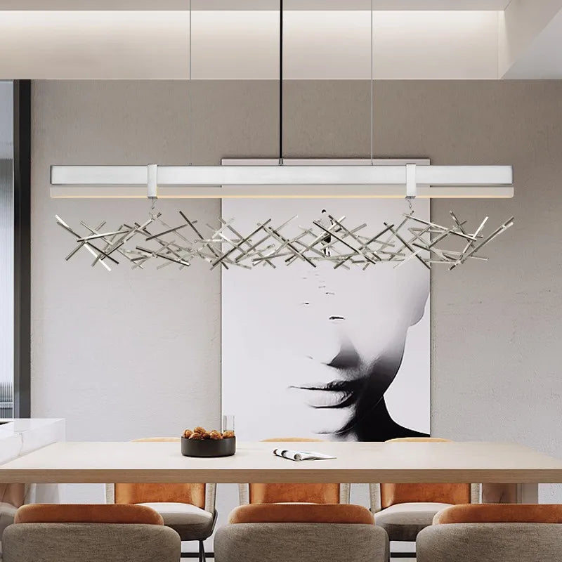 lustre led nordique postmoderne en acier inoxydable et acrylique