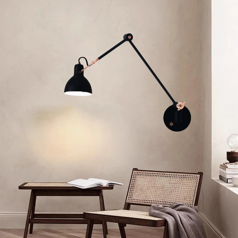 applique murale vintage à bras long pour lecture