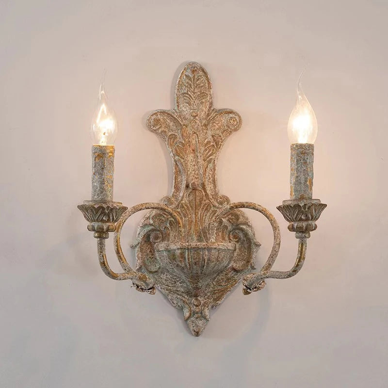 Applique murale à double tête en fer antique style français