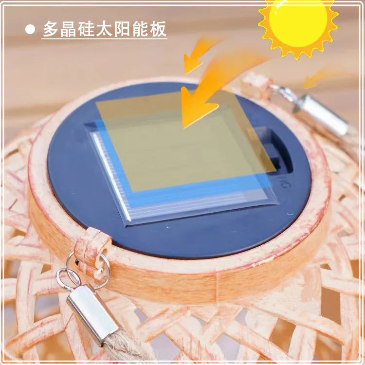 lanternes en bambou solaires pour décoration de jardin extérieur