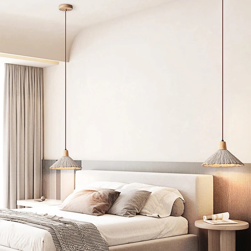 Suspension Wabi Sabi cône rayé Nordique