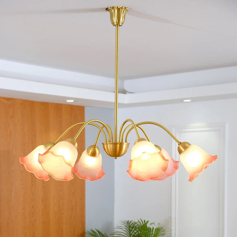 lustre en verre à fleurs minimaliste style nordique led créatif