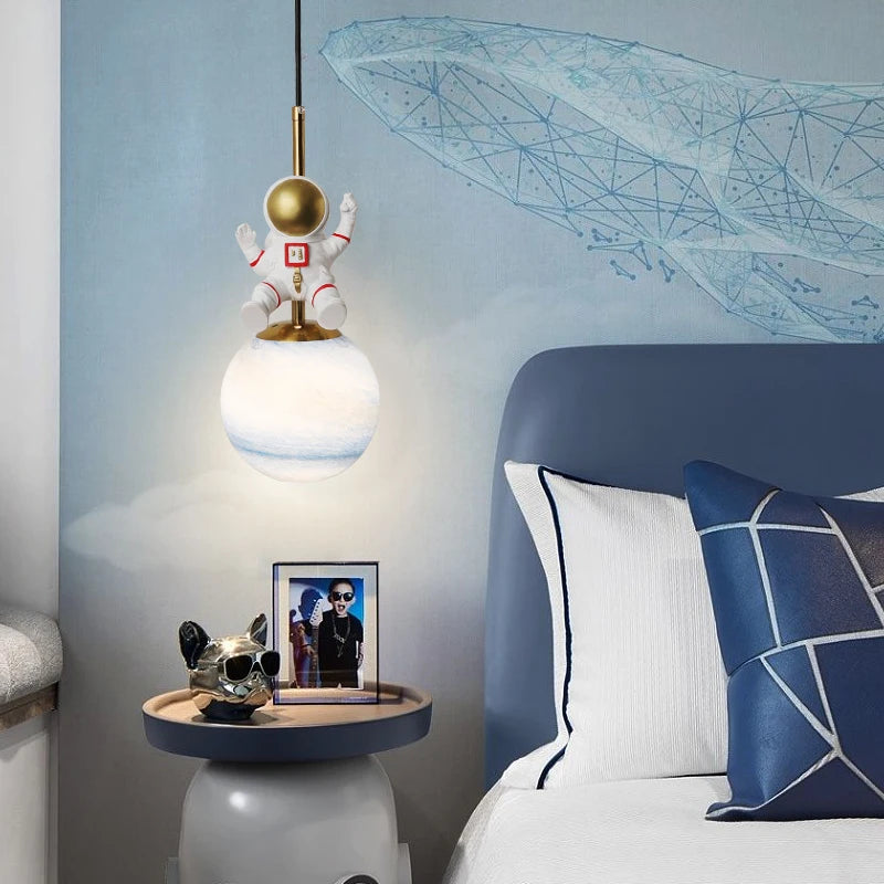 lustre nordique led astronaute pour chambre d'enfants