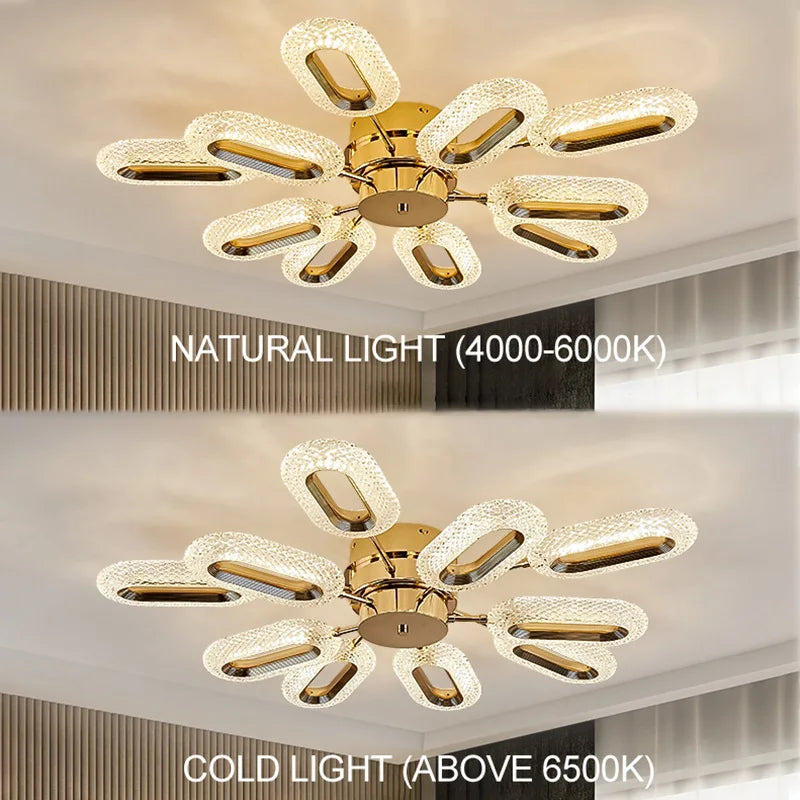 SANDYHA Post-moderne LED Lustre En Cristal Fleur Plafond Salon Salle À Manger Villa Étude Balcon Couloir Décoration De La Maison Lampes