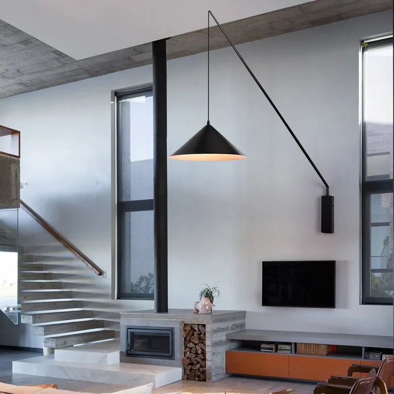 Art nordique Simple longue canne à pêche lampe de lecture applique salon moderne créatif chambre chevet Led intérieur applique murale