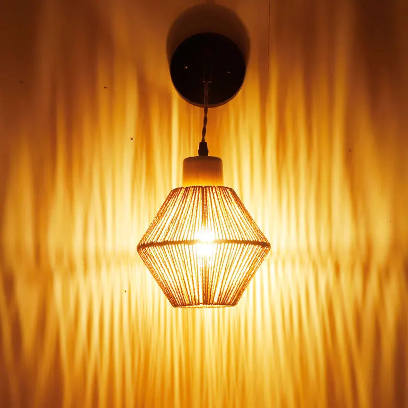 Applique murale en rotin tissée à la main style ferme rétro