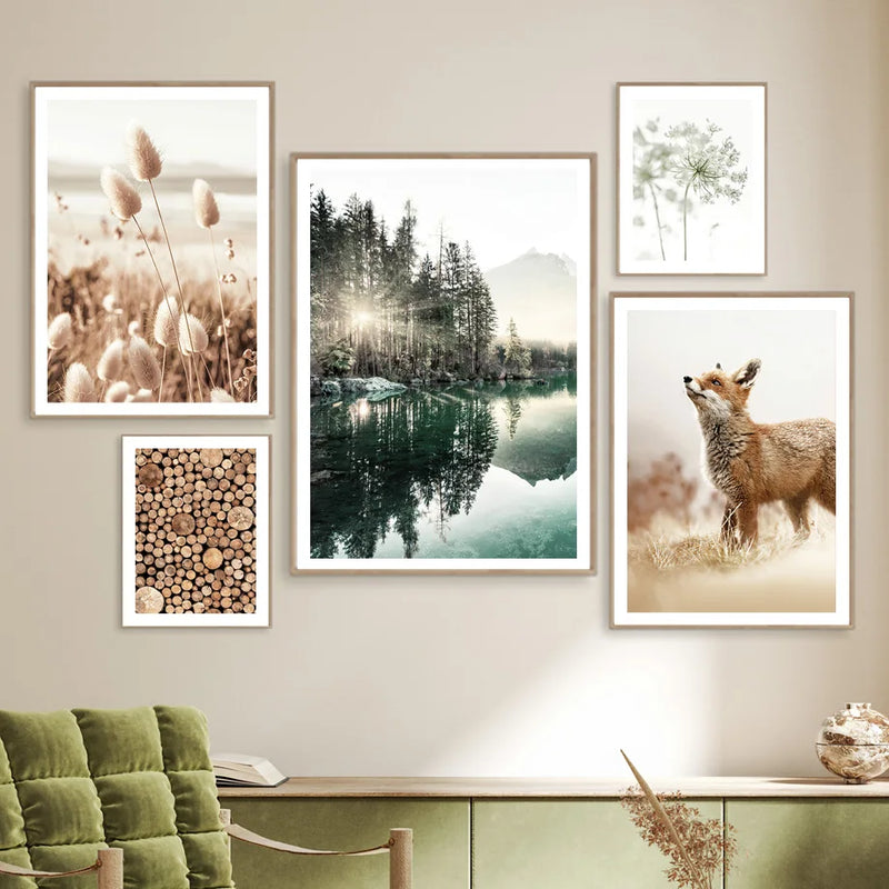 affiches de paysage naturel matin lac plage art mural décor