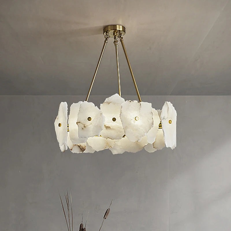 lustre créatif en tranche de marbre avec suspension led