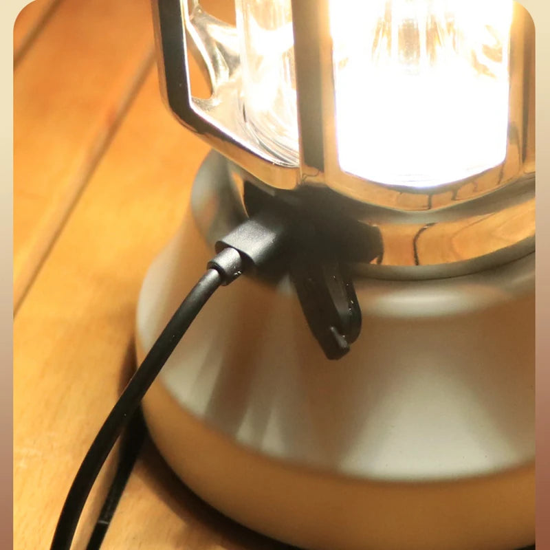 lanterne de camping rétro rechargeable en métal portable à led