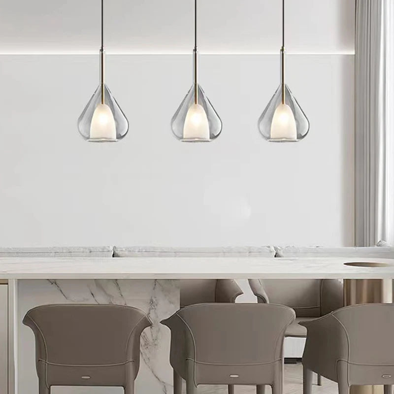 Suspension en verre lustre Led moderne lampe pendante de luxe cuisine salon chambre à côté de la lampe lustre en cristal