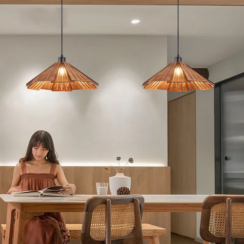 suspension en bois rétro japonais pour décoration intérieure