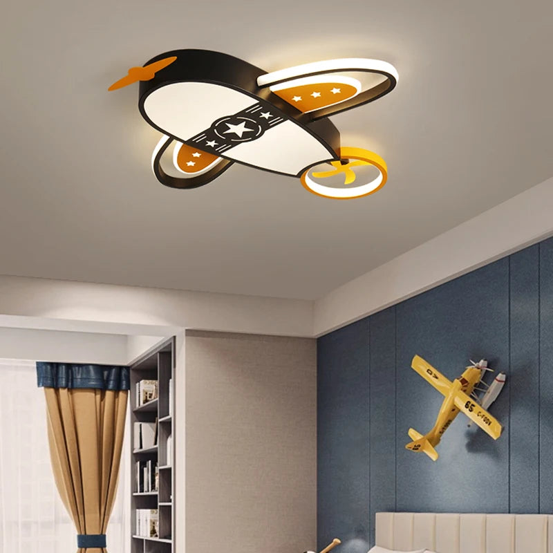 lustre avion moderne pour enfants avec éclairage télécommandé